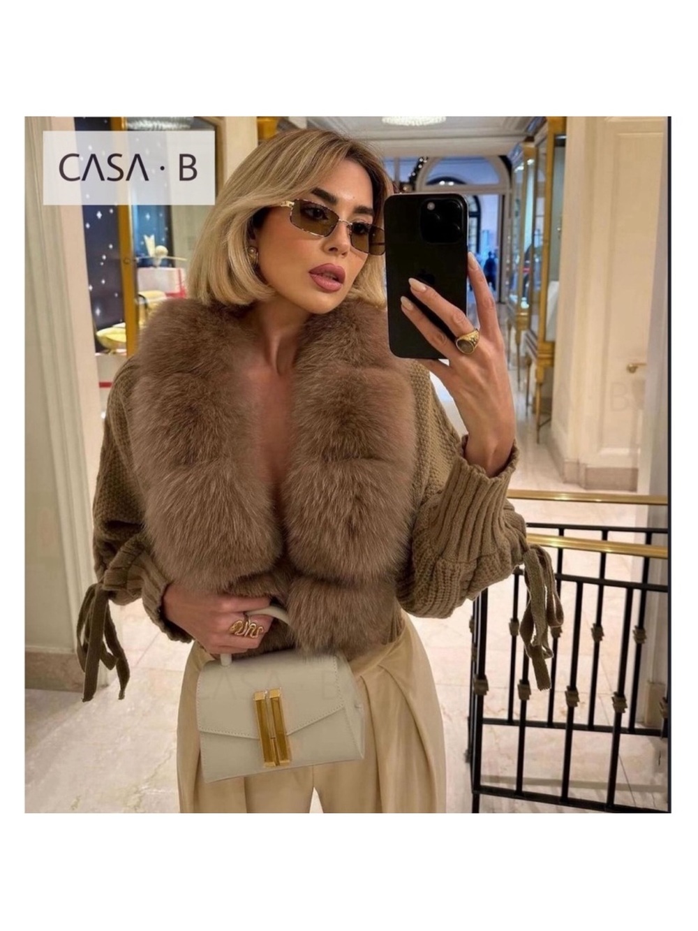 SOON to CASA B | The Emillie Faux Fur Knitted Cropped Sweater